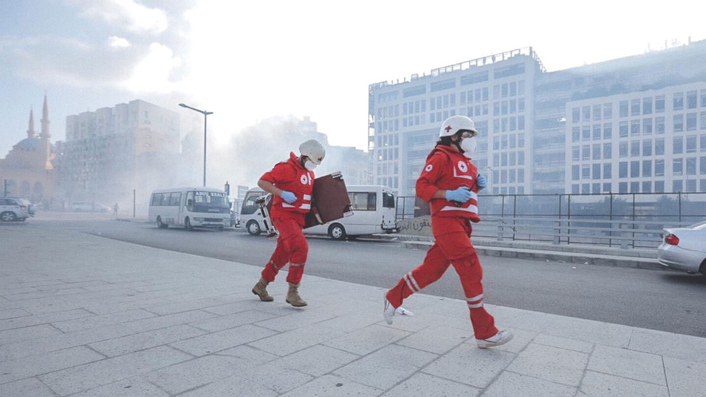 Red Cross staff in Lebanon